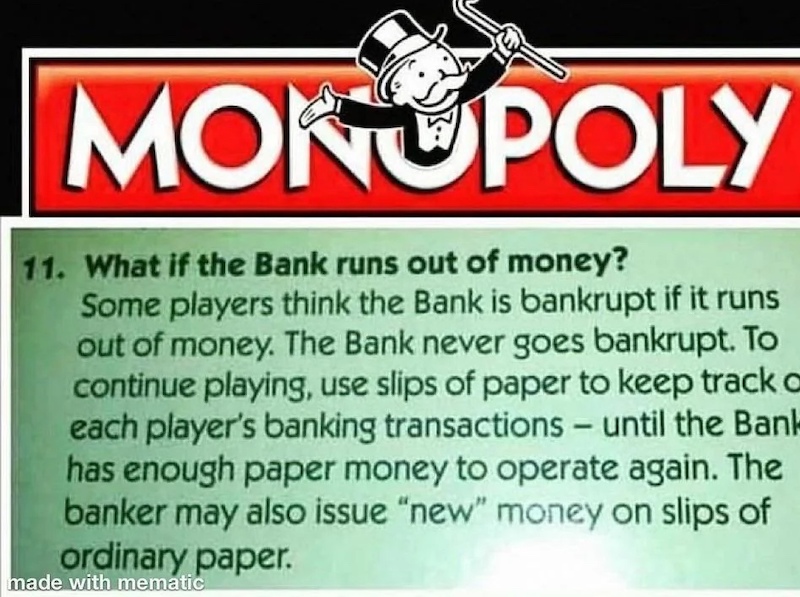 Monopoly, what if banks run out money (fed howto)
