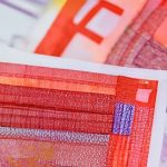 Bright red euro banknote