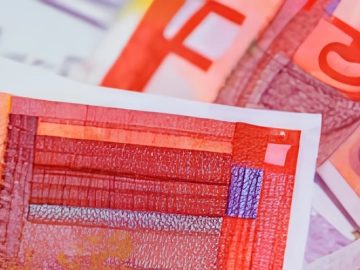 Bright red euro banknote
